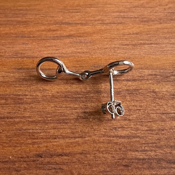 Genuine Sterling Silver Snaffle Bit Stud Earrings - Picture 3 of 4